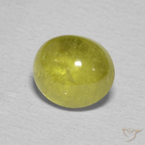 1.39 ct Yellow Sphene Stone, Natural Sphene in Oval Cabochon Shape for Sale