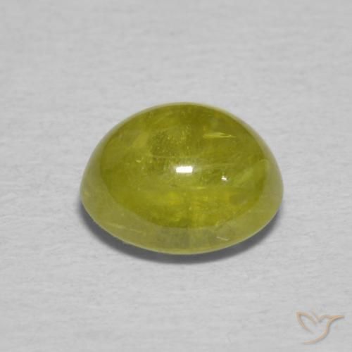 Sphene Gemstone in 6.9 x 6 mm Size for Sale, Sphene Stone in Medium Yellow Color