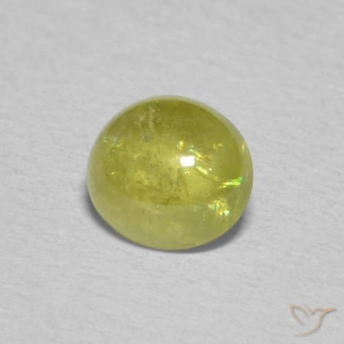 0.92 ct Yellow Sphene Stone, Natural Sphene in Oval Cabochon Shape for Sale