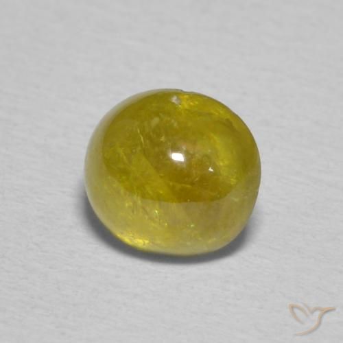 1.34 ct Yellow Sphene Stone, Natural Sphene in Oval Cabochon Shape for Sale