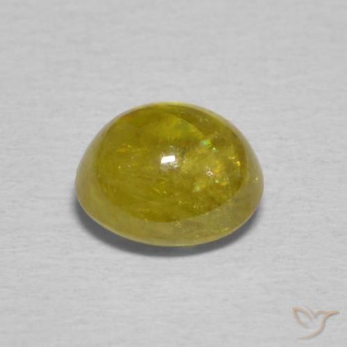 Sphene Gemstone in 6.3 x 5.8 mm Size for Sale, Sphene Stone in Pineapple yellow Color