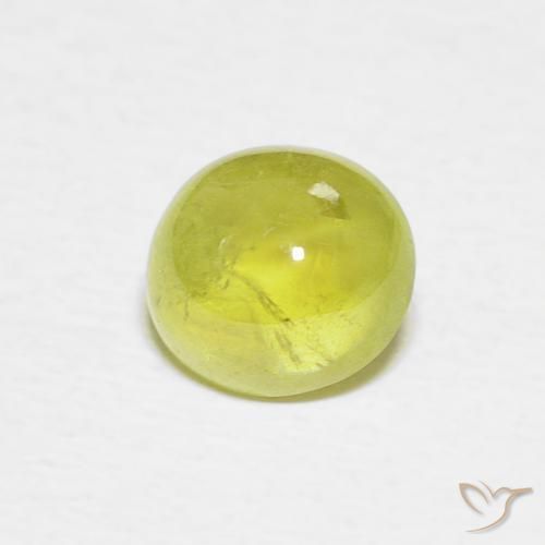 1.53 ct Green Sphene Stone, Natural Sphene in Oval Cabochon Shape for Sale