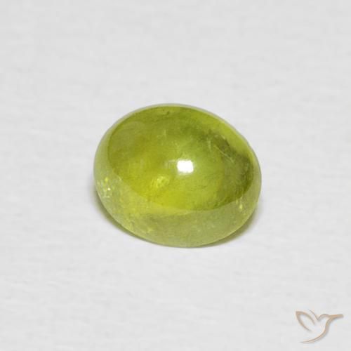 0.91 ct Green Sphene Stone, Natural Sphene in Oval Cabochon Shape for Sale