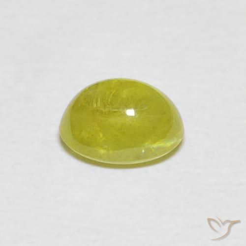 Sphene Gemstone in 6.7 x 5.3 mm Size for Sale, Sphene Stone in Warm Earthy Green Color