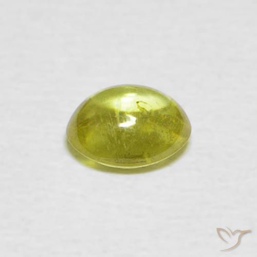 Sphene Gemstone in 5.6 x 4.7 mm Size for Sale, Sphene Stone in Warm Forest Green Color