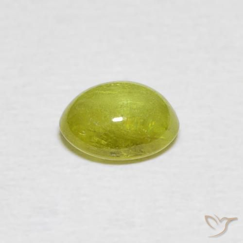 Sphene Gemstone in 6.5 x 5.3 mm Size for Sale, Sphene Stone in Warm Earthy Green Color