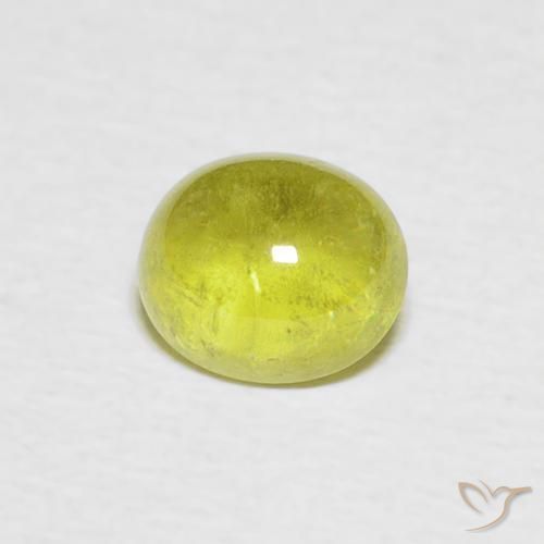 1.08 ct Green Sphene Stone, Natural Sphene in Oval Cabochon Shape for Sale