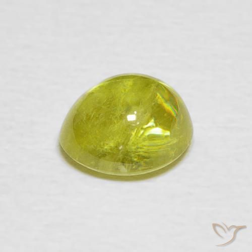 Sphene Gemstone in 7 x 6.5 mm Size for Sale, Sphene Stone in Light Lemon Yellow Color