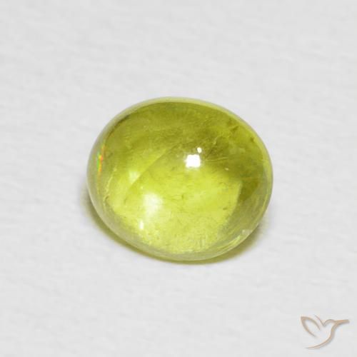 1.44 ct Yellow Sphene Stone, Natural Sphene in Oval Cabochon Shape for Sale