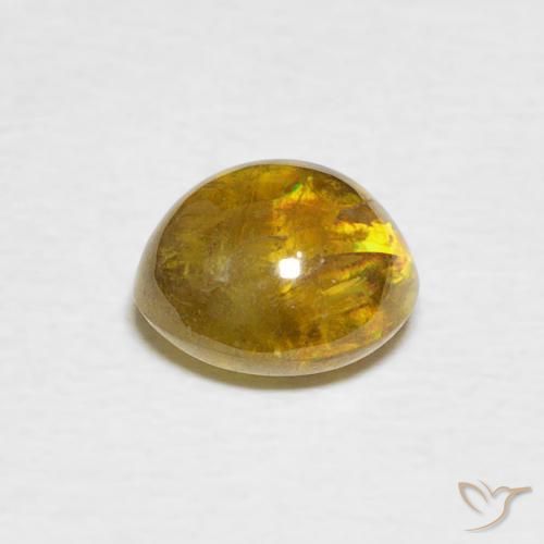 Sphene Gemstone in 7.3 x 6.8 mm Size for Sale, Sphene Stone in Greenish Golden Brown Color