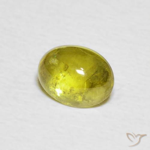 1.23 ct Green Sphene Stone, Natural Sphene in Oval Cabochon Shape for Sale