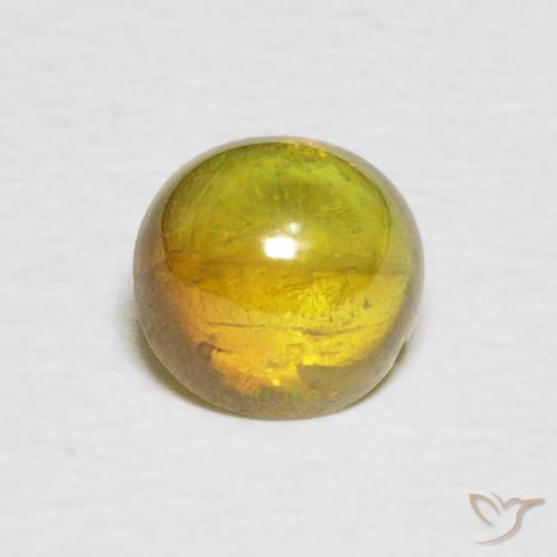 1.31 ct Yellow Sphene Gemstone, Sphene Gem in Oval Cabochon Shape for Sale.