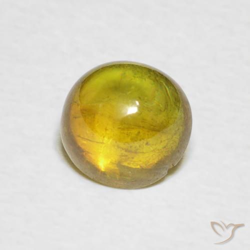 1.31 ct Yellow Sphene Stone, Natural Sphene in Oval Cabochon Shape for Sale