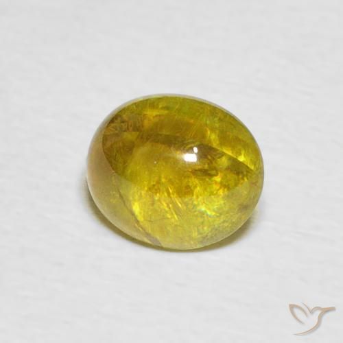 1.78 ct Yellow Sphene Stone, Natural Sphene in Oval Cabochon Shape for Sale