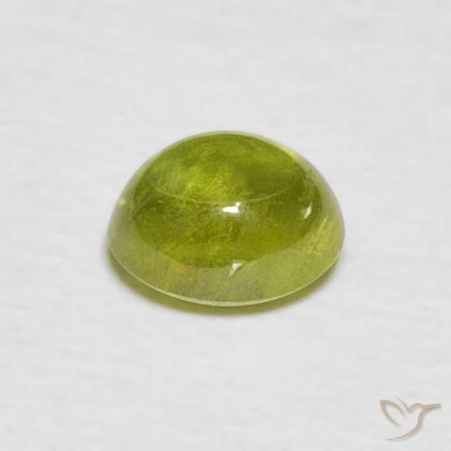 Sphene Gemstone in 5.7 x 5 mm Size for Sale, Sphene Stone in Warm Earthy Green Color