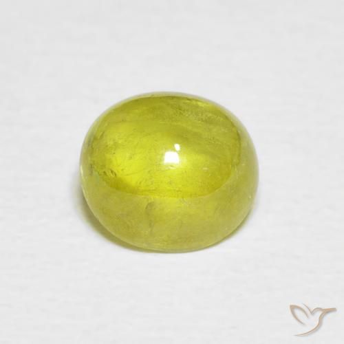 2.06 ct Yellow Sphene Gemstone, Sphene Gem in Oval Cabochon Shape for Sale.