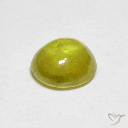 Sphene Gemstone in 7.6 x 7 mm Size for Sale, Sphene Stone in Greenish Yellow Color
