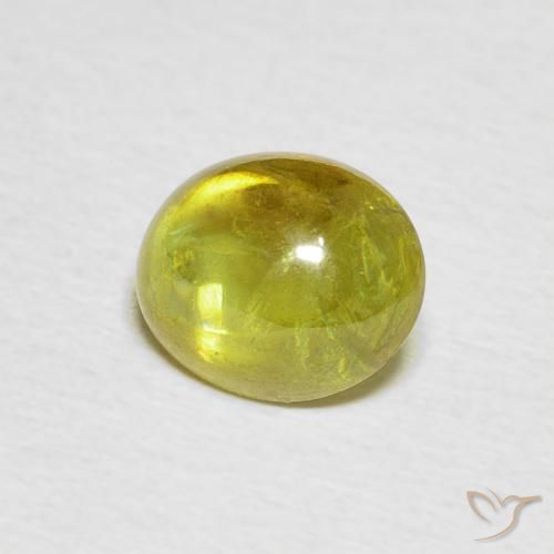 2.19 ct Green Sphene Stone, Natural Sphene in Oval Cabochon Shape for Sale