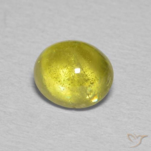 1.53 ct Green Sphene Stone, Natural Sphene in Oval Cabochon Shape for Sale