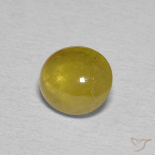 0.99 ct Yellow Sphene Stone, Natural Sphene in Oval Cabochon Shape for Sale