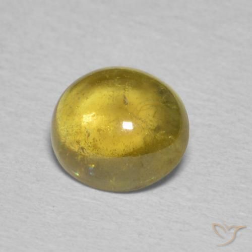 1.82 ct Yellow Sphene Stone, Natural Sphene in Oval Cabochon Shape for Sale