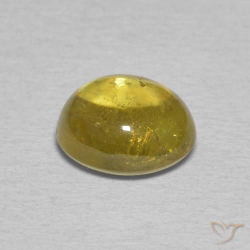 Sphene Gemstone in 7.4 x 6.6 mm Size for Sale, Sphene Stone in Dijon Yellow Color