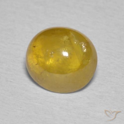 2.06 ct Golden Sphene Stone, Natural Sphene in Oval Cabochon Shape for Sale