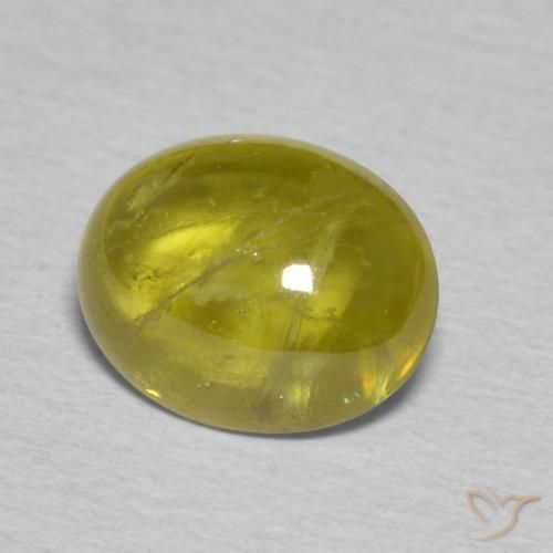2.33 ct Green Sphene Stone, Natural Sphene in Oval Cabochon Shape for Sale