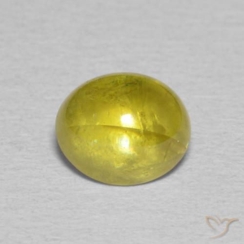 1.63 ct Yellow Sphene Gemstone, Sphene Gem in Oval Cabochon Shape for Sale.