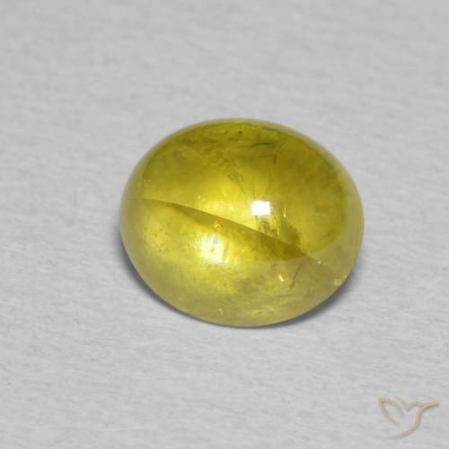 1.63 ct Yellow Sphene Stone, Natural Sphene in Oval Cabochon Shape for Sale