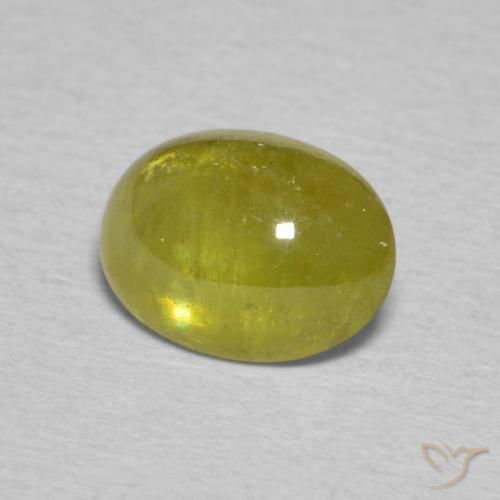 1.81 ct Green Sphene Stone, Natural Sphene in Oval Cabochon Shape for Sale
