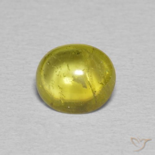 1.12 ct Yellow Sphene Gemstone, Sphene Gem in Oval Cabochon Shape for Sale.