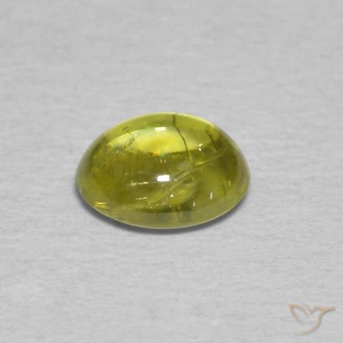 Sphene Gemstone in 6.6 x 5.6 mm Size for Sale, Sphene Stone in Warm Forest Green Color