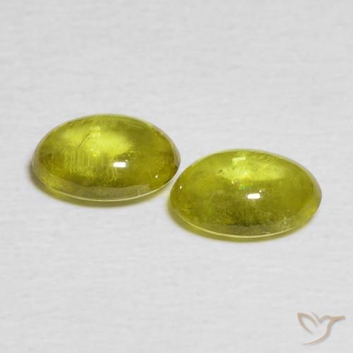 Sphene Gemstones in 7 x 5 mm (calibrated) Size for Sale, Sphene Stones in Warm Earthy Green Color