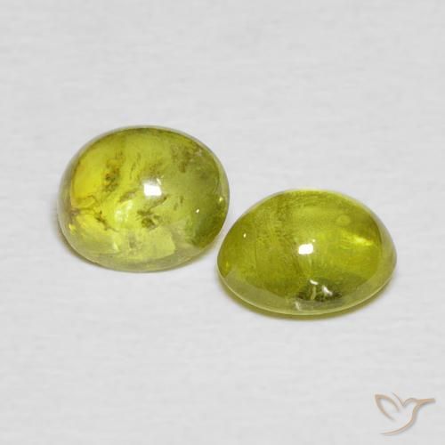 2.10 ctw Green Sphene Stones, Natural Sphene in Oval Cabochon Shape for Sale