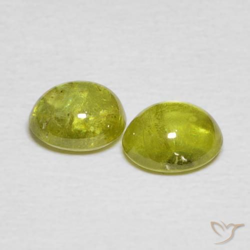 Sphene Gemstones in 6.3 x 5.6 mm Size for Sale, Sphene Stones in Yellowish Green Color