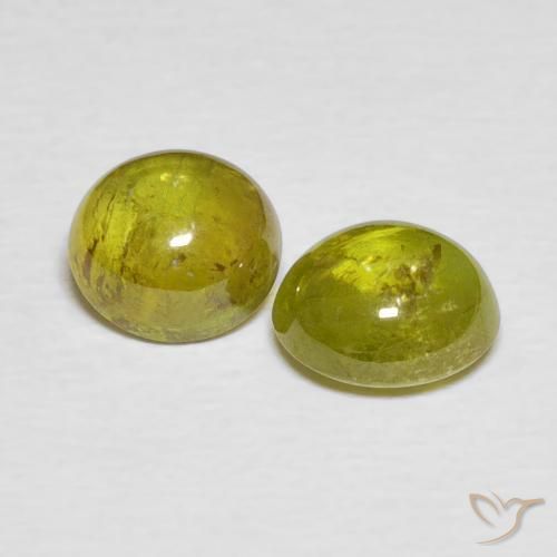 3.52 ctw Green Sphene Stones, Natural Sphene in Oval Cabochon Shape for Sale
