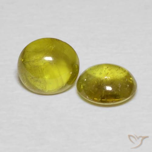 1.57 ctw Golden Sphene Stones, Natural Sphene in Oval Cabochon Shape for Sale