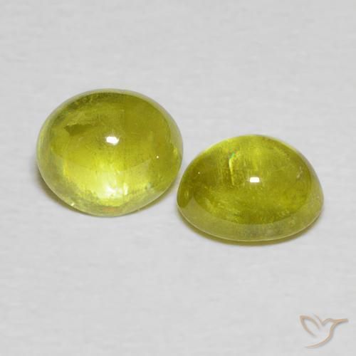 2.11 ctw Green Sphene Stones, Natural Sphene in Oval Cabochon Shape for Sale