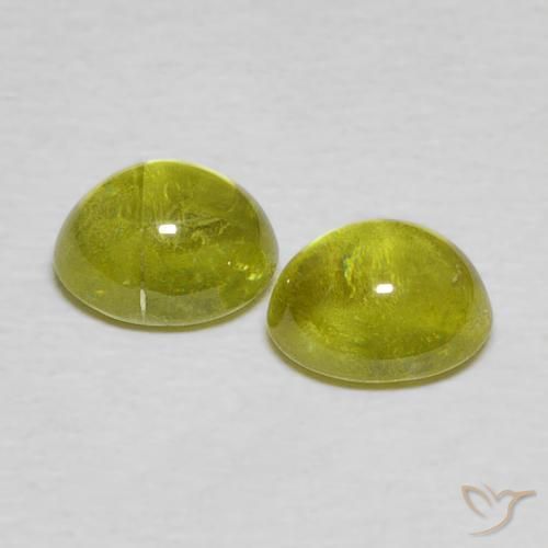 Sphene Gemstones in 6.1 x 5.4 mm Size for Sale, Sphene Stones in Medium Green Color
