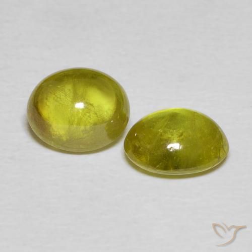 3.13 ctw Green Sphene Stones, Natural Sphene in Oval Cabochon Shape for Sale