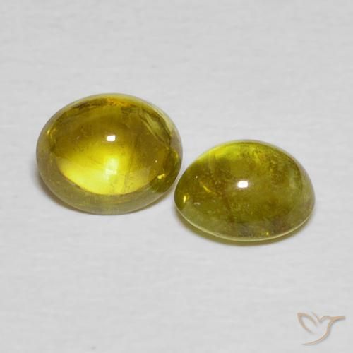 2.26 ctw Golden Sphene Stones, Natural Sphene in Oval Cabochon Shape for Sale
