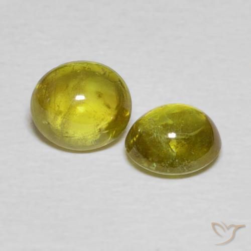 1.76 ctw Golden Sphene Stones, Natural Sphene in Oval Cabochon Shape for Sale