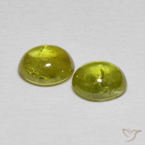 Sphene Gemstones in 6.7 x 6.1 mm Size for Sale, Sphene Stones in Yellowish Green Color