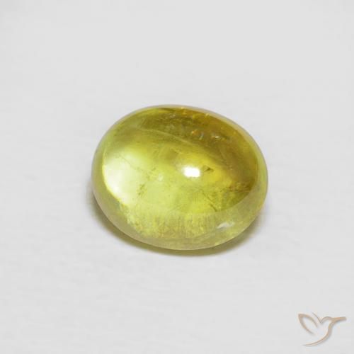 1.58 ct Yellow Sphene Stone, Natural Sphene in Oval Cabochon Shape for Sale