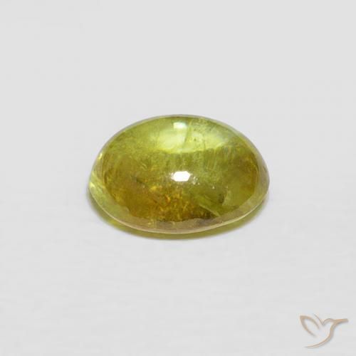 Sphene Gemstone in 7.4 x 6.1 mm Size for Sale, Sphene Stone in Greenish Yellow Color