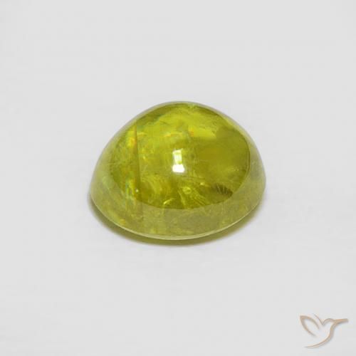 Sphene Gemstone in 6.9 x 6.7 mm Size for Sale, Sphene Stone in Warm Forest Green Color