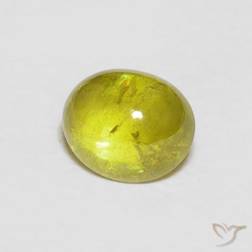 1.52 ct Yellow Sphene Stone, Natural Sphene in Oval Cabochon Shape for Sale