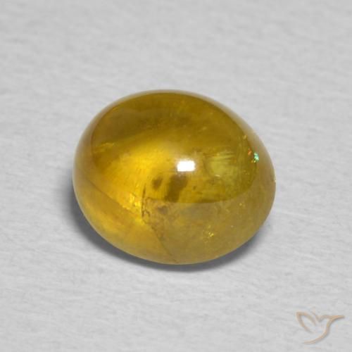 1.74 ct Golden Sphene Stone, Natural Sphene in Oval Cabochon Shape for Sale