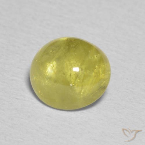 1.62 ct Golden Sphene Stone, Natural Sphene in Oval Cabochon Shape for Sale